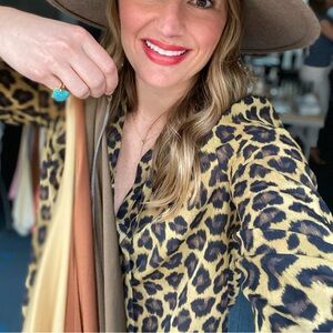 Mango Leopard Print Blouse